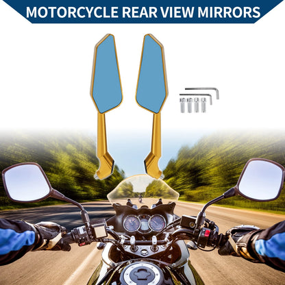 Rear View Mirror M8/M10 for Motorcycle Gold Tone Aluminum Alloy
