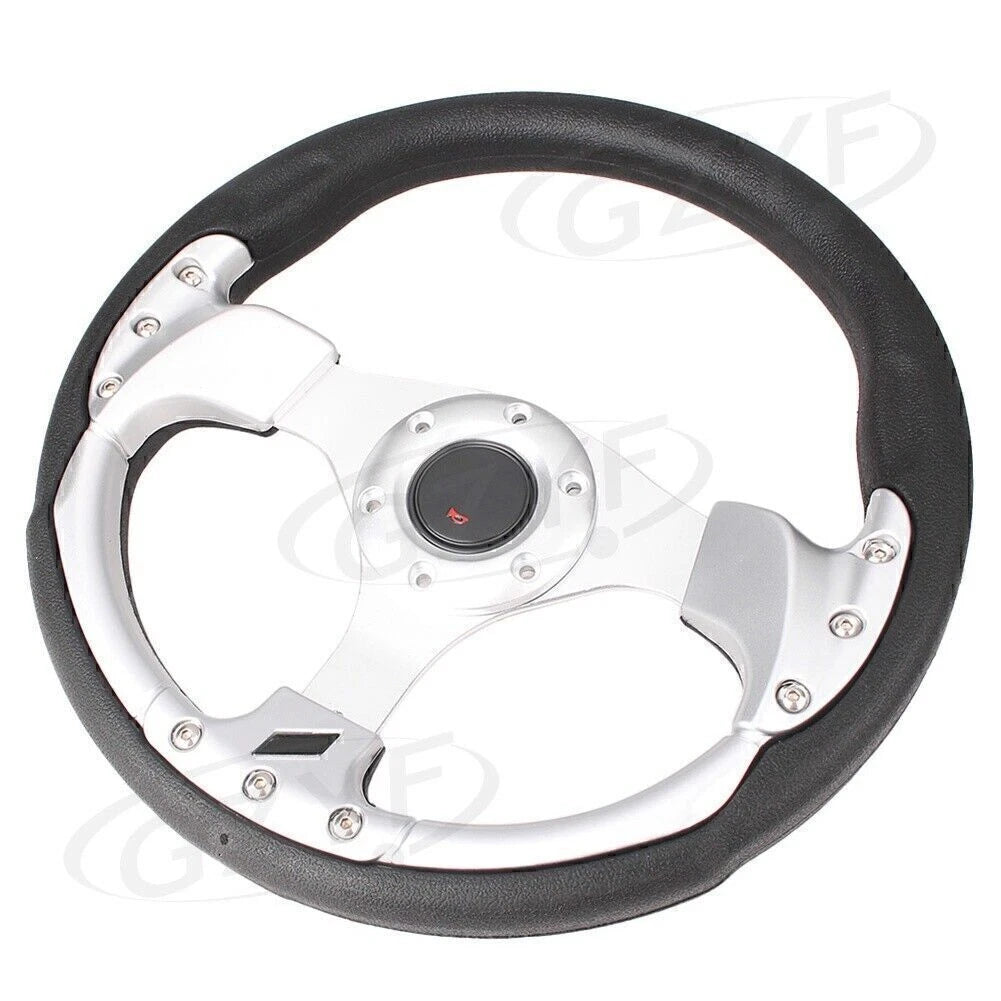 13" Racing Steering Wheel Leather PVC w/ Horn Button for Universal Car