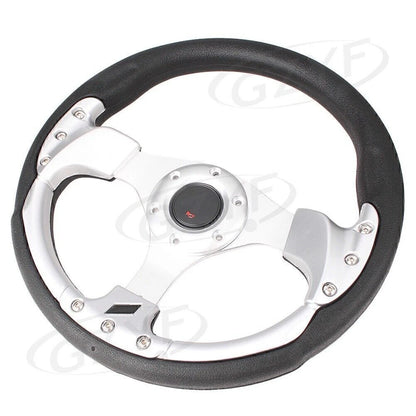 13" Racing Steering Wheel Leather PVC w/ Horn Button for Universal Car