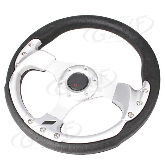 13" Racing Steering Wheel Leather PVC w/ Horn Button for Universal Car
