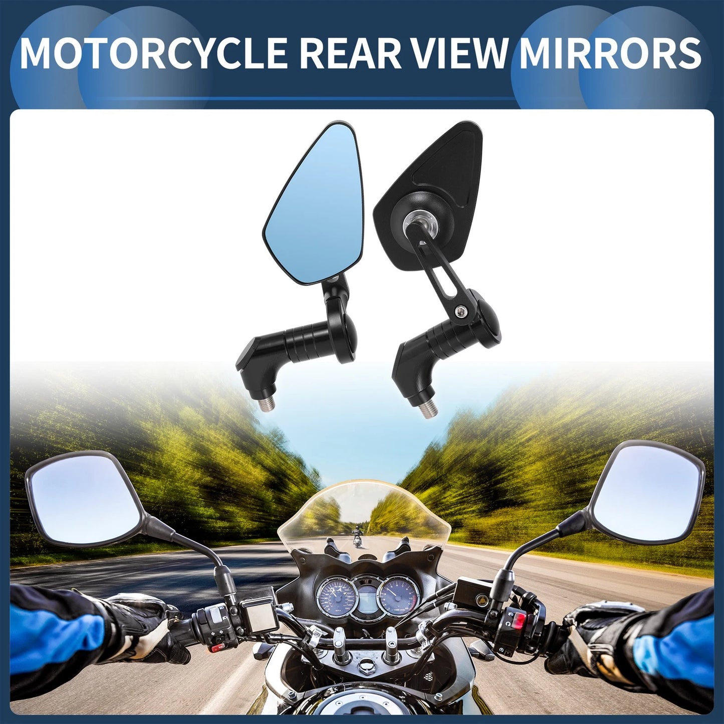 1 Pair Motorcycle Rear View Mirrors Aluminum