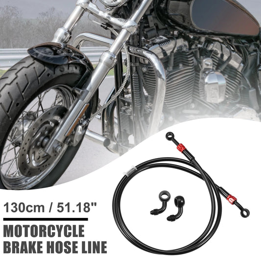 Brake Hose 28 90 Degree Braided Line Clutch Tube 130cm Black for Motorcycle