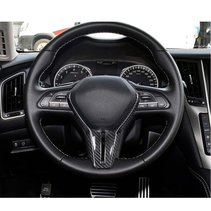 100% Carbon Fiber Steering Wheel Frame Cover Trim for Infiniti Q50 2018-2024