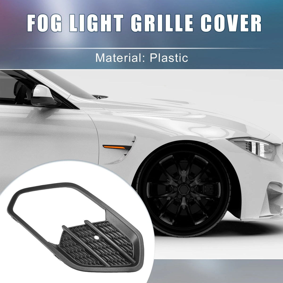 Front Right Fog Light Grille Cover for Ford Escape Kuga (2017-2019) Black