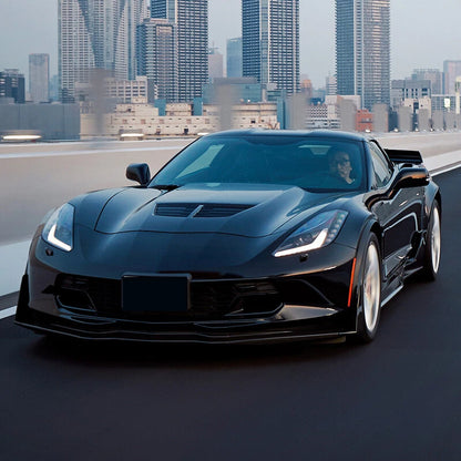 Gloss Black Front Lip Splitter & Side Winglets for 2014-2019 Corvette C7 Z06