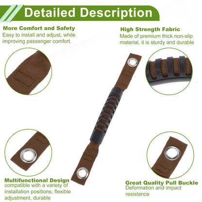 Roll Bar Grab Handles for Jeep Wrangler 2018-2027 - Black & Brown (2018-2027)