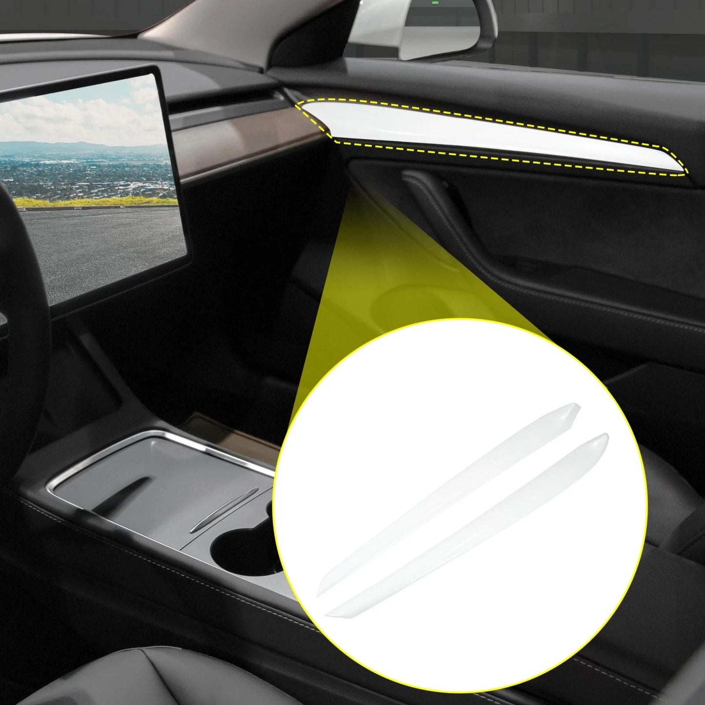 Inner Front Door Panel Armrest Covers for Tesla Model 3 (2021-2022)
