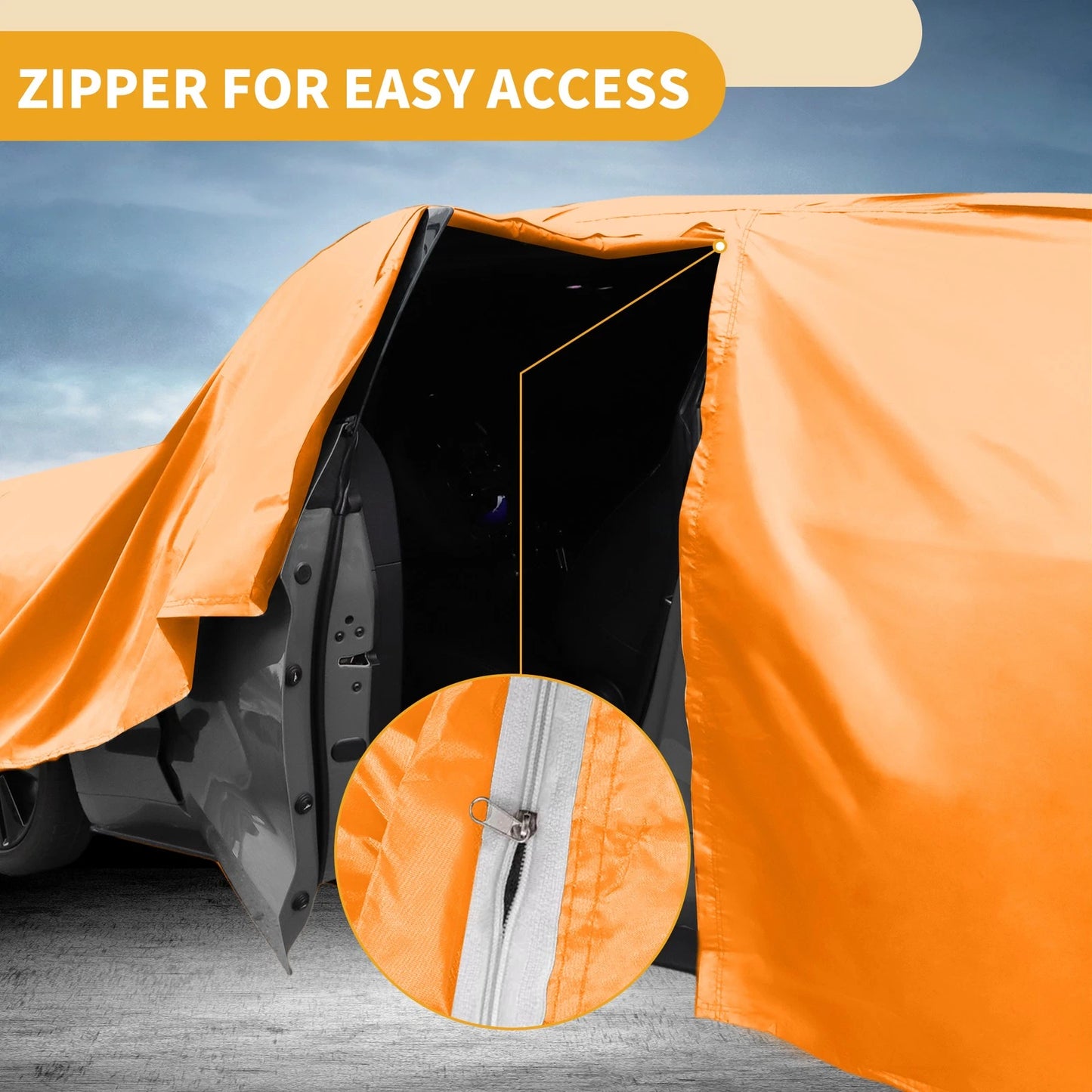 Waterproof Car Cover for Toyota bZ4X (2022-2023) - Orange Cotton, Zipper