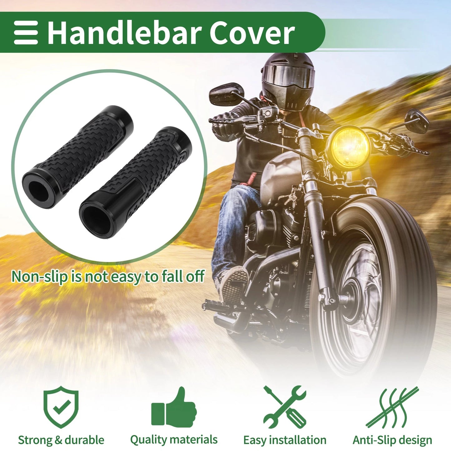 7/8" 22mm Hand Grips Cover Kit for Motorcycle Handle Bar Throttle Black Plaid
