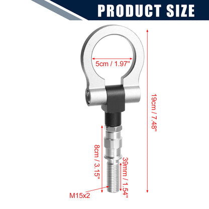 Silver Tone Round Bumper Tow Hook Eye Ring Screw for Mazda 3 (2004-2013)