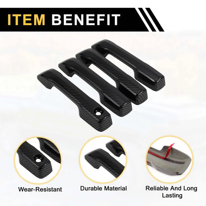 Car Exterior Door Handle Covers  for Toyota Tundra (2022) Carbon Fiber Black