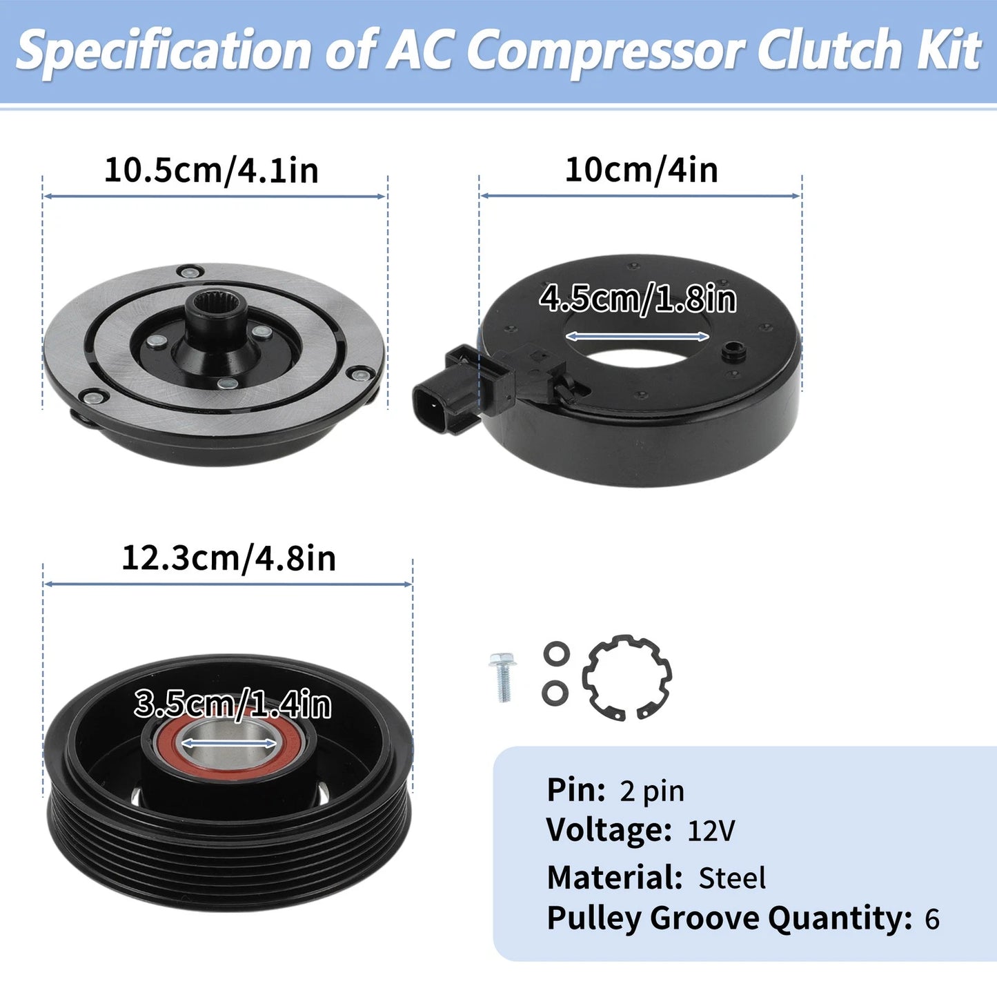 4x AC Compressor Clutch Kit for Chrysler 300 & Dodge Challenger, Durango, Jeep