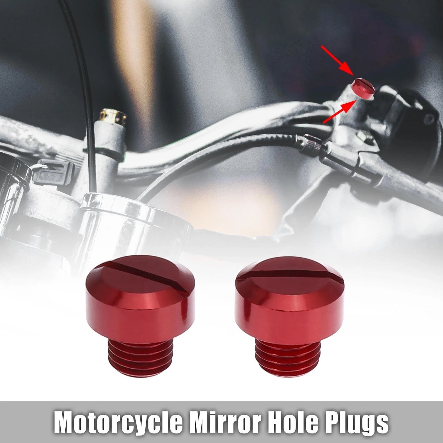 2 x M10x1.25 Motorcycle Left Side Mirror Hole Plugs Screws Red for Motorcycle