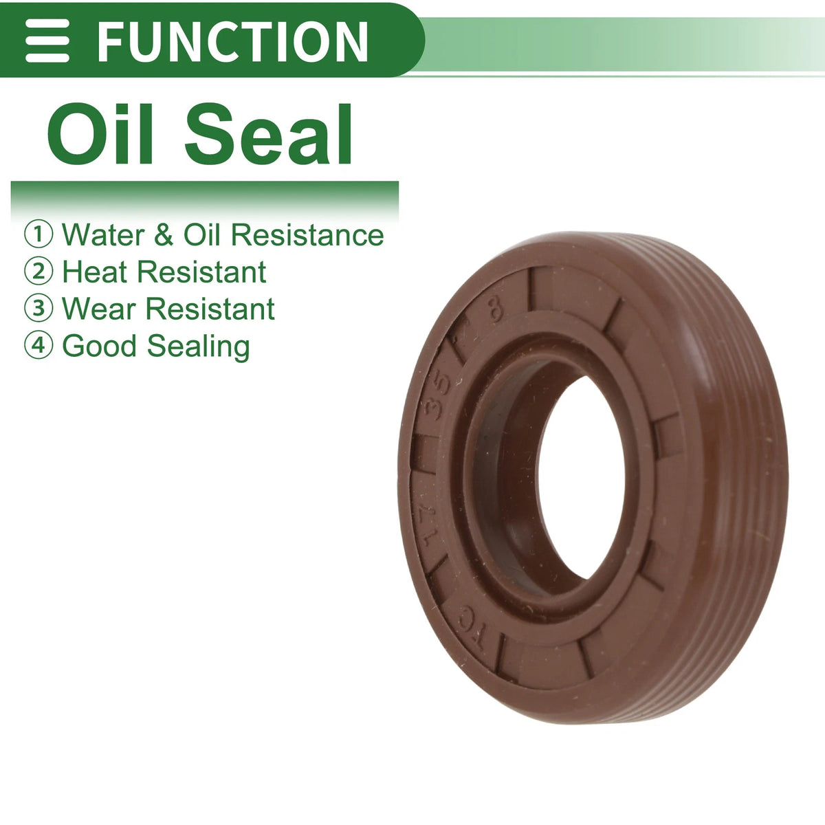 Oil Seal 17x35x8mm 5 Pcs Brown FKM Rubber