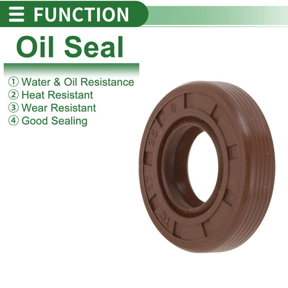 Oil Seal 17x35x8mm 5 Pcs Brown FKM Rubber