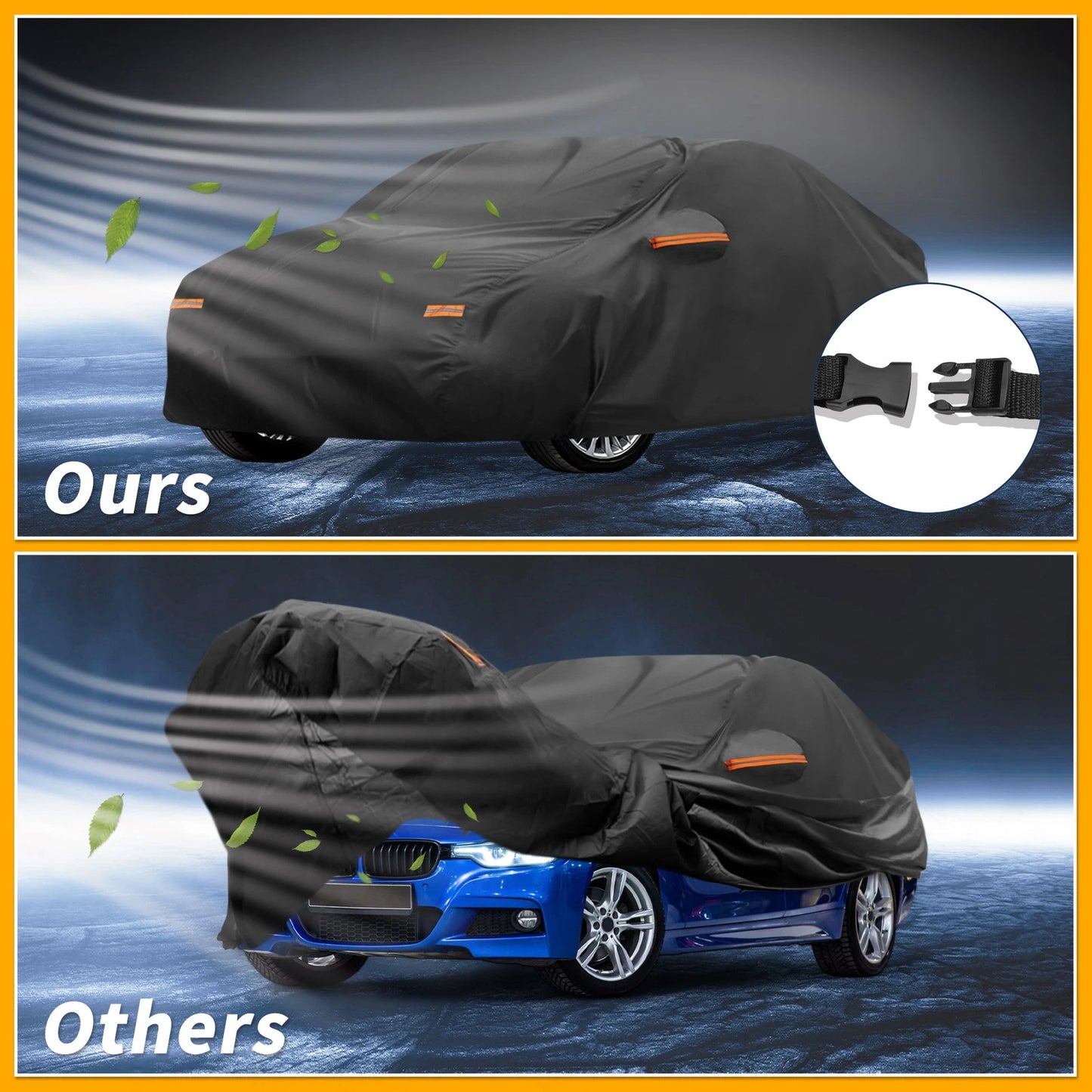Car Cover Waterproof All Weather for BMW 1 Series Sedan Black 190T-PU