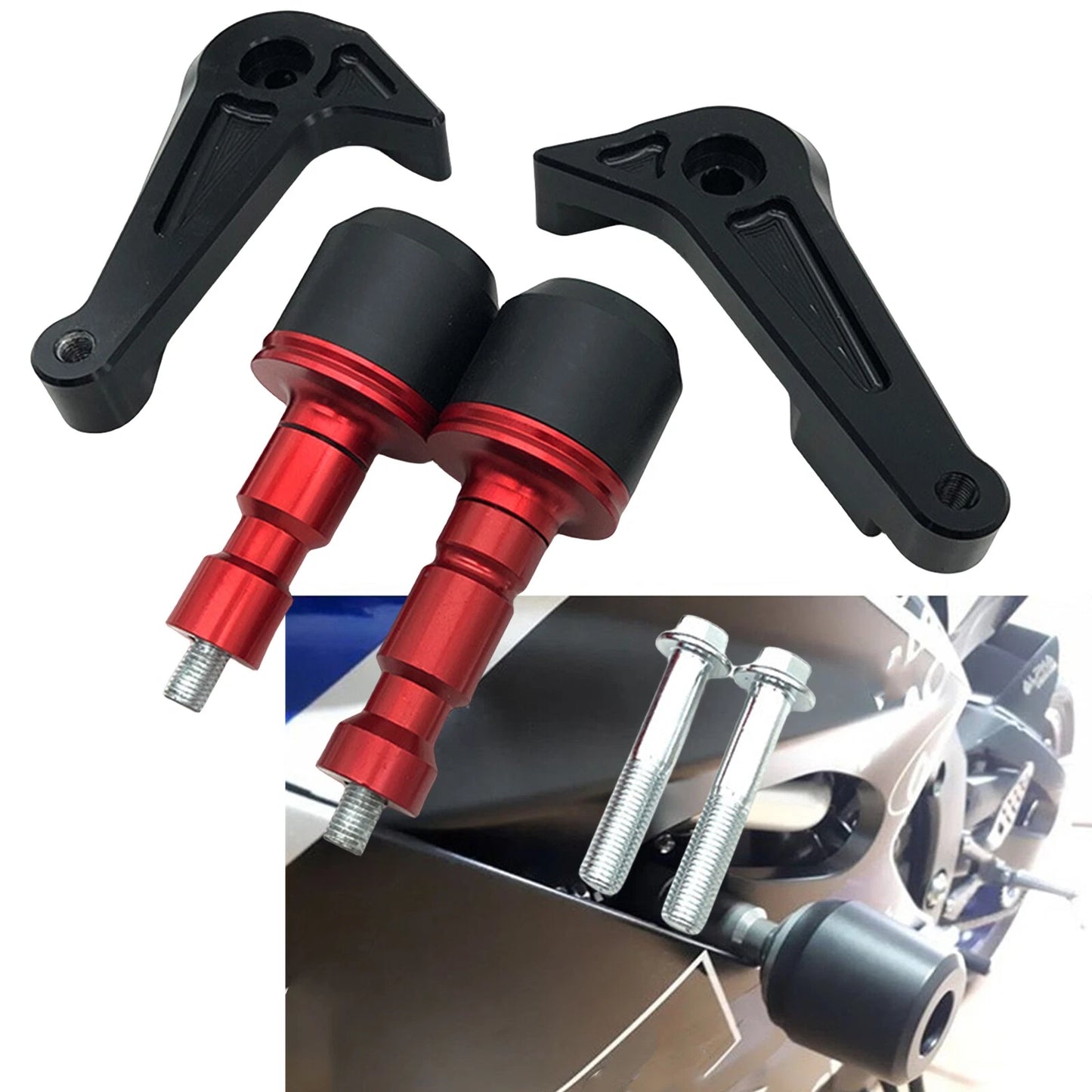 Red Frame Anti-Crash Pads for Yamaha YZF R6 (2017-2023)