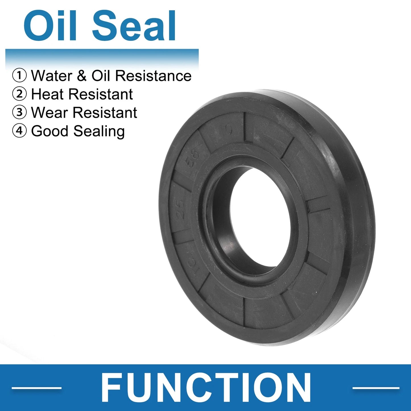 Oil Seal 25x58x10mm Rotary Shaft Seal Nitrile Rubber Black 5 Pcs