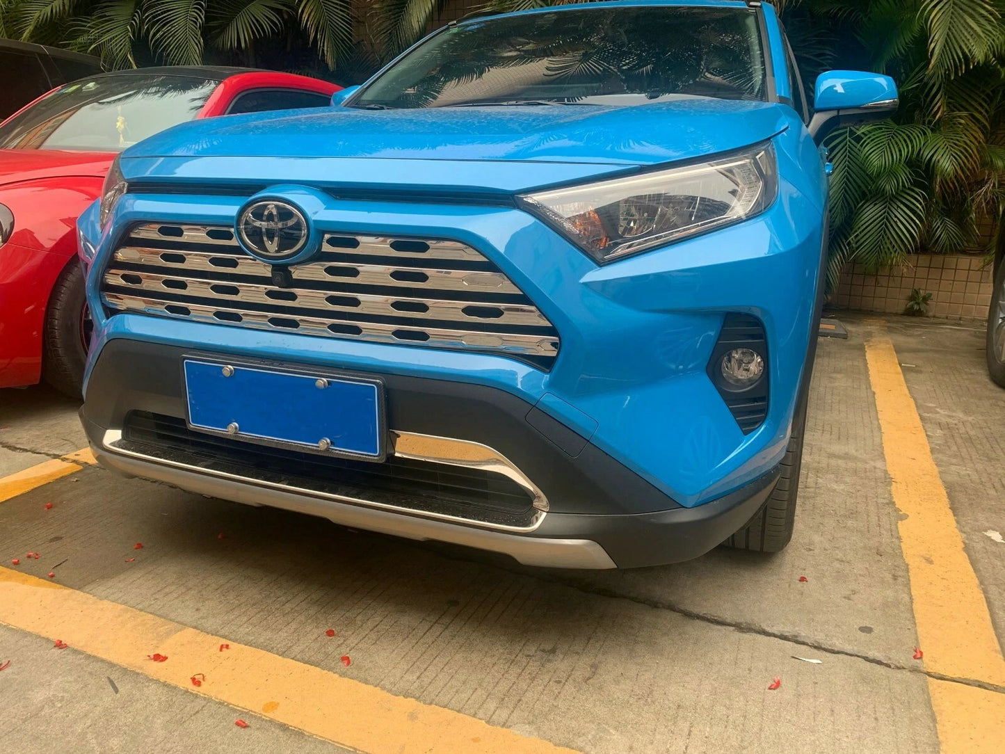 Glossy Stainless Steel Front Grille Cover Trim for Toyota RAV4 (2019-2023)