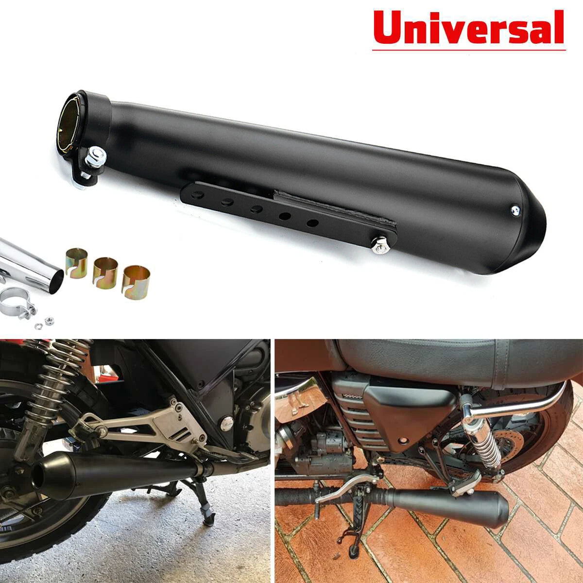Universal Motorcycle Exhaust Pipe Muffler Silencer for Harley Racer Cafe 2 x