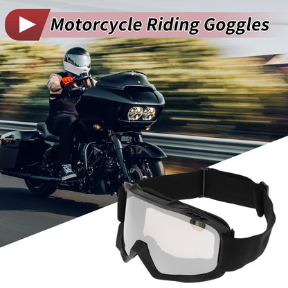 Goggles for Motorcycle Riding Silver Tone Lens Black Frame TPU