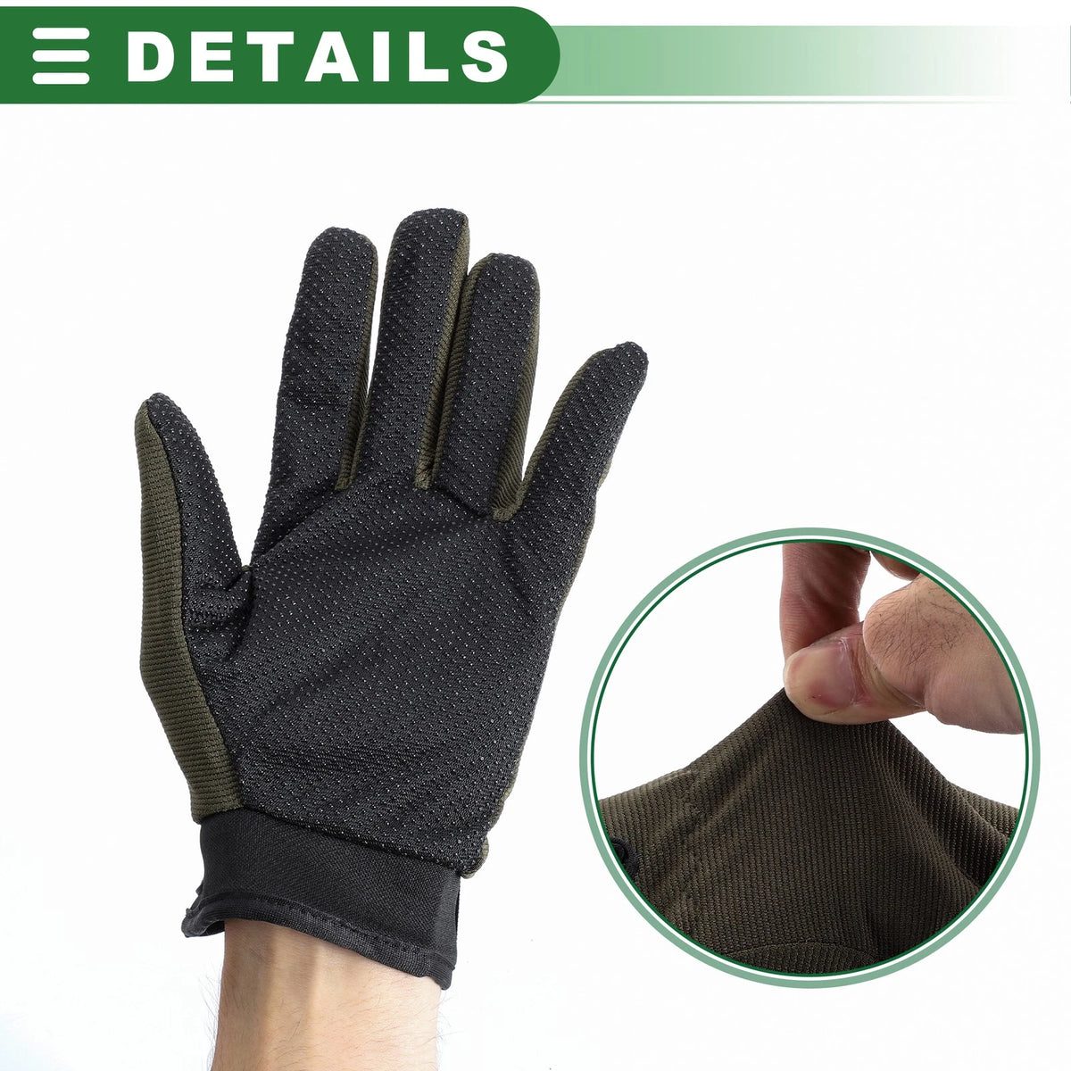 1 Pair Cloth Riding Gloves Liners for Motorcycle Cycling Hiking Black Green