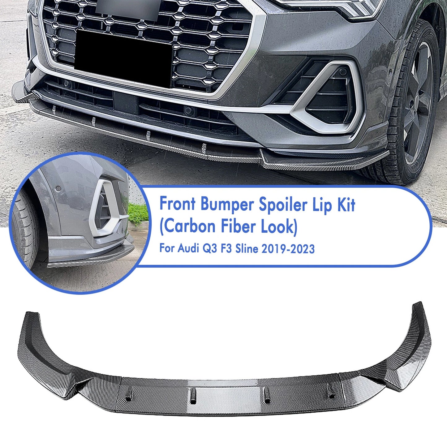 Front Spoiler Lip Splitter Kit for Audi Q3 F3 Sline (2019-2024)