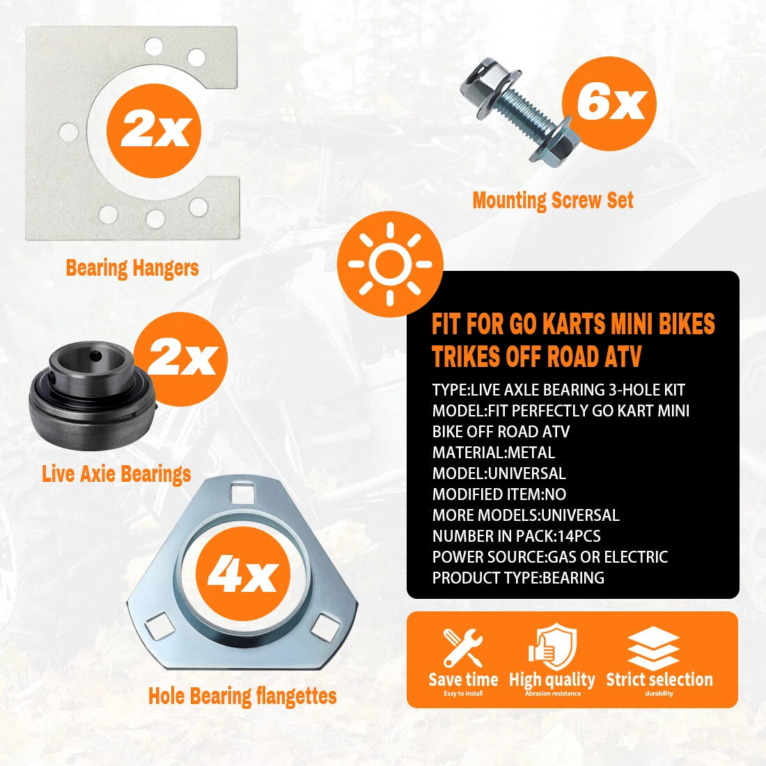 Live Axle Bearing Kit for Go-Kart Mini Bike