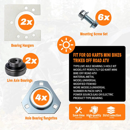Live Axle Bearing Kit for Go-Kart Mini Bike