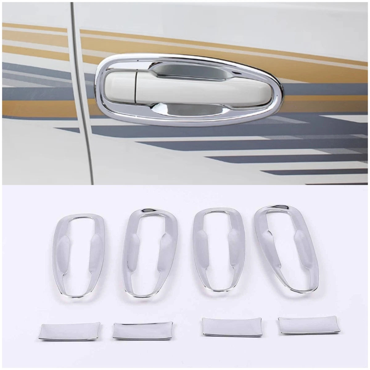 Chrome Door Handle Bowl Cover Trim for Toyota Land Cruiser Prado (2010-2019)