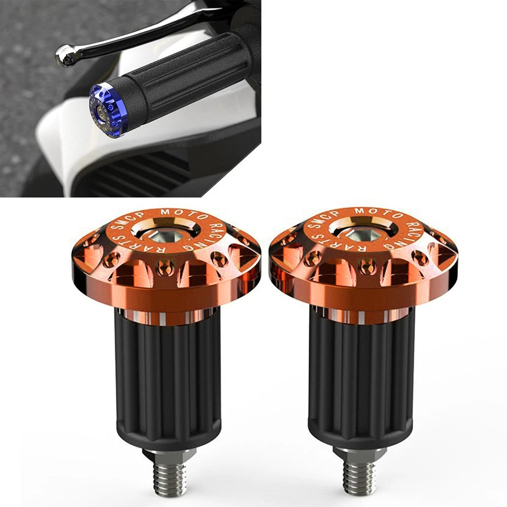 Dirt Bike 7/8'' CNC Handlebar Grips & End Cap Plugs - Orange