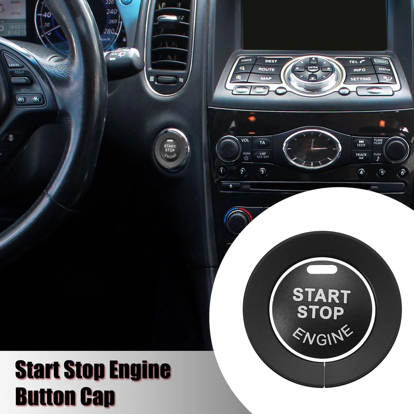 Push Start Button Cover & Ring for Infiniti Q50 Q60 QX60 - Black