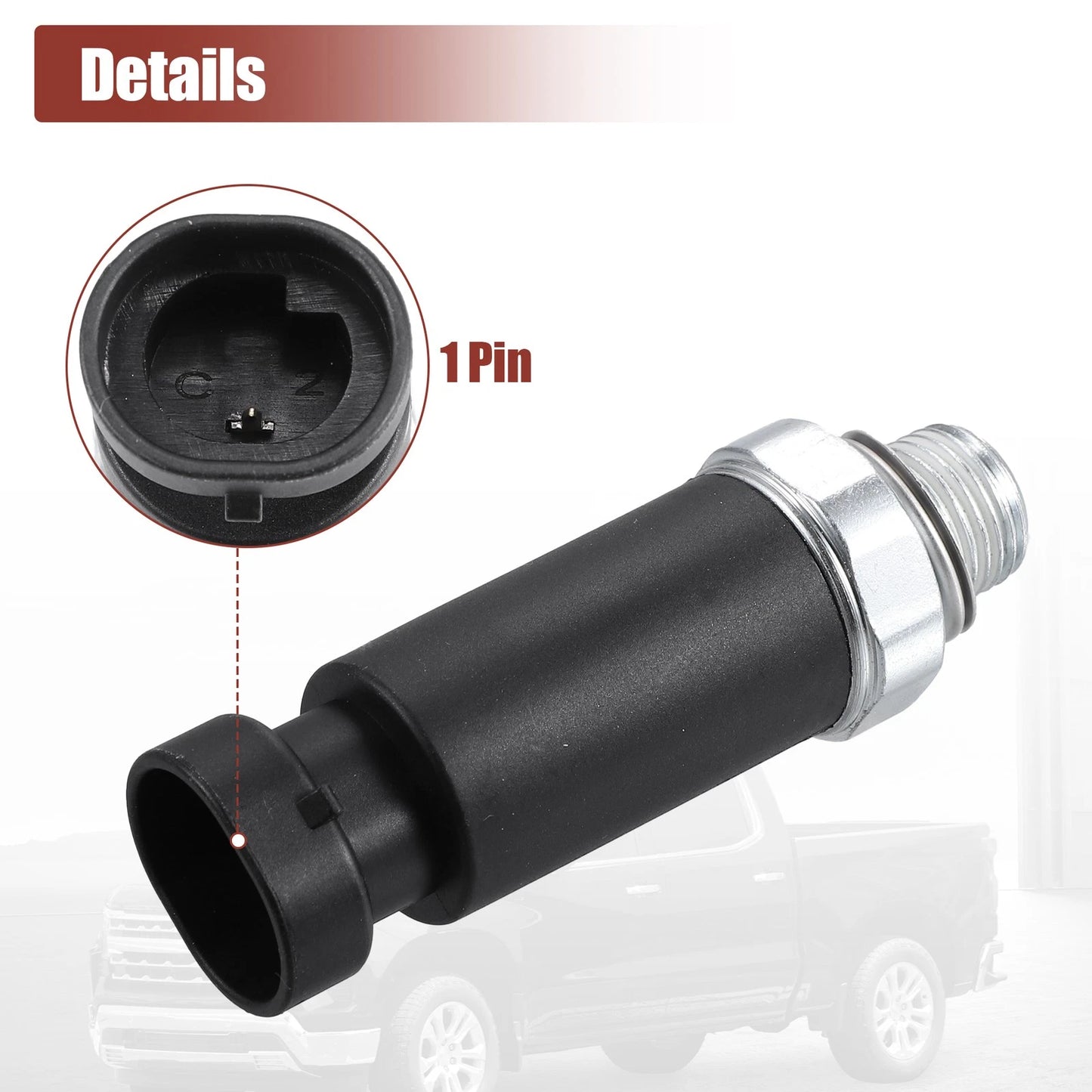 Engine Oil Pressure Sensor for Chevy Plastic Metal Black Silver Tone