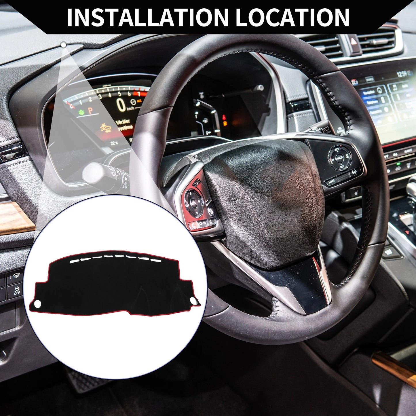 Dashboard Cover Mat for Honda Vezel RU1/2/3/4 RS (2013-2020) Black Red