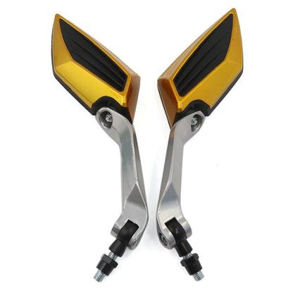 Pair 2 x Gold Tone Black Plastic Rearview Side Mirrors 8mm for Motorcycle