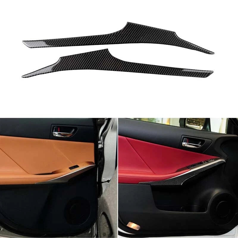 Pair Carbon Fiber Front Door Handle Cover Armrest Trim Fit For Lexus IS250 IS300