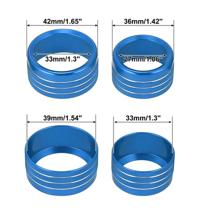 5x Blue Car AC Radio Switch Knob Cover for Dodge Ram 1500 (2018-2020)