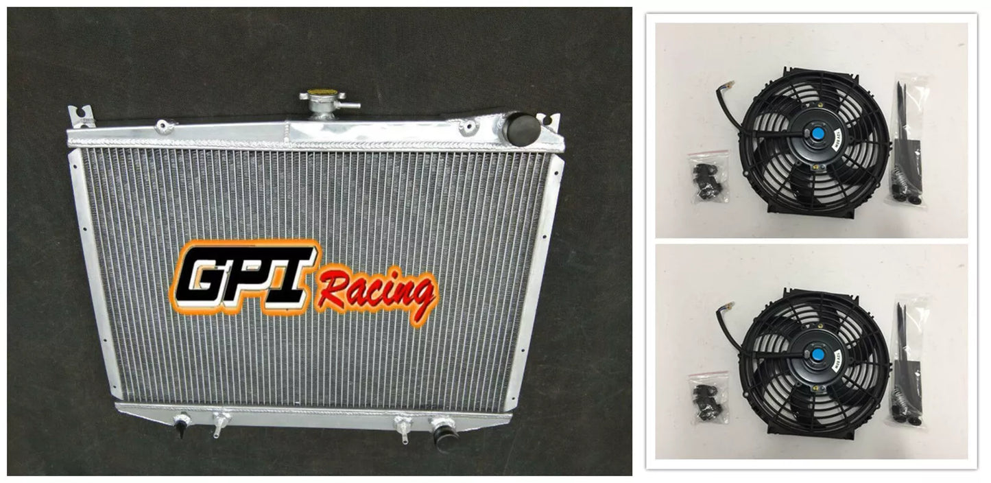 Aluminum Radiator & Fans for Nissan D21 Pathfinder Pickup 2.4/3.0 (1986-1997)