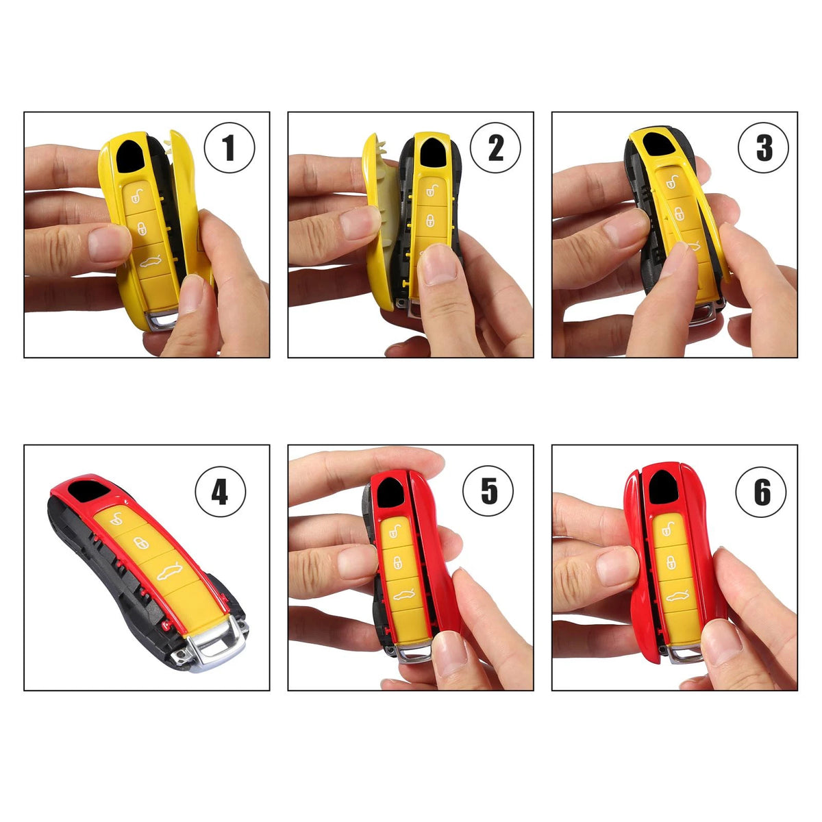 Yellow Painted Key Cover Fob Shell for Porsche Panamera Cayenne (2010-2023)