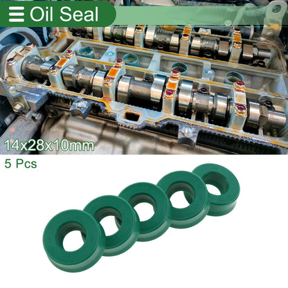 Oil Seal 14x28x10mm Rotary Shaft Seal TPU Green 5 Pcs