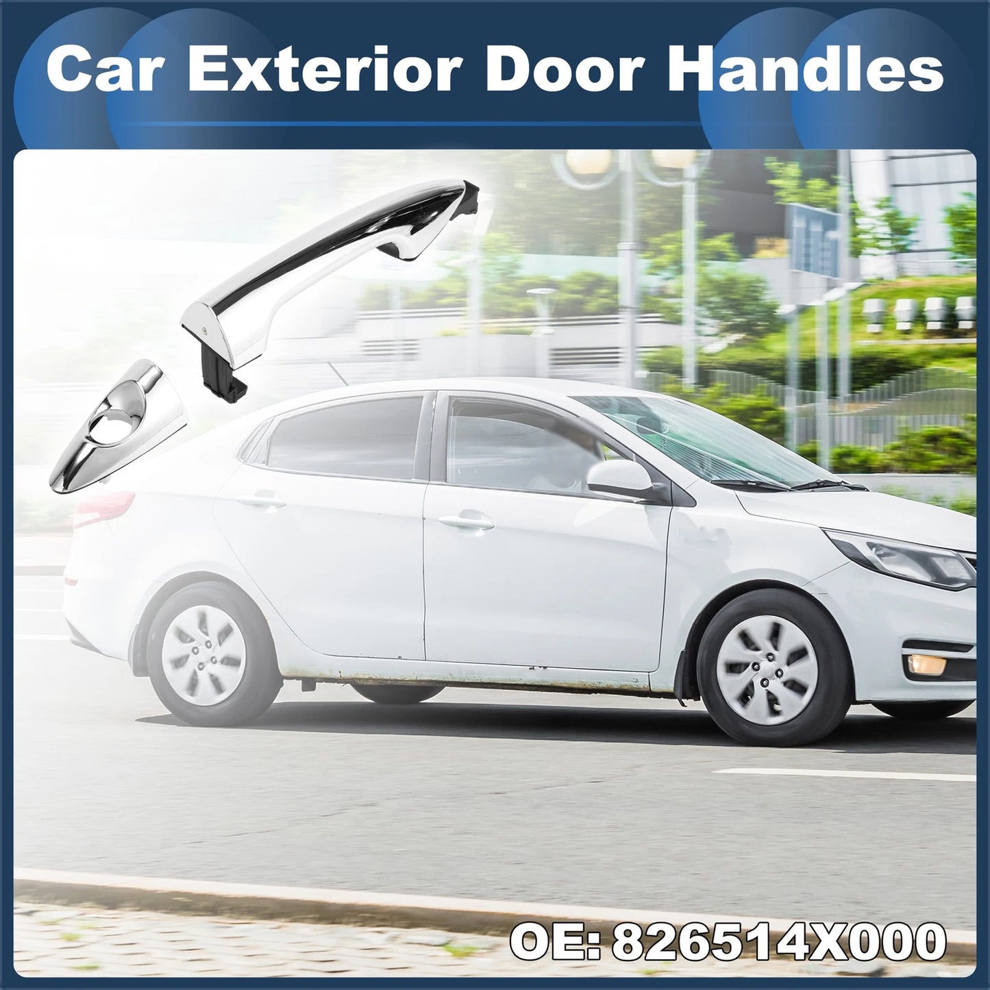 Front Left Exterior Door Handle for Kia Rio (2011) - Silver Tone, 1 Pcs