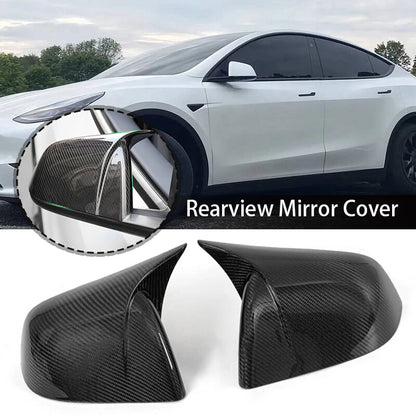 2 x Carbon Fiber Side Mirror Covers for 2020-2024 Tesla Model Y