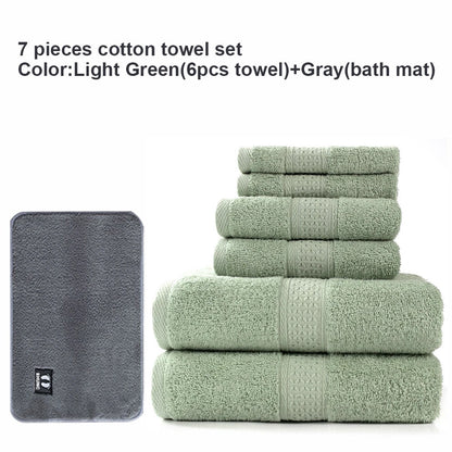 7PCS Cotton Towel Set for Home Bath Outdoor Swimming Water Park