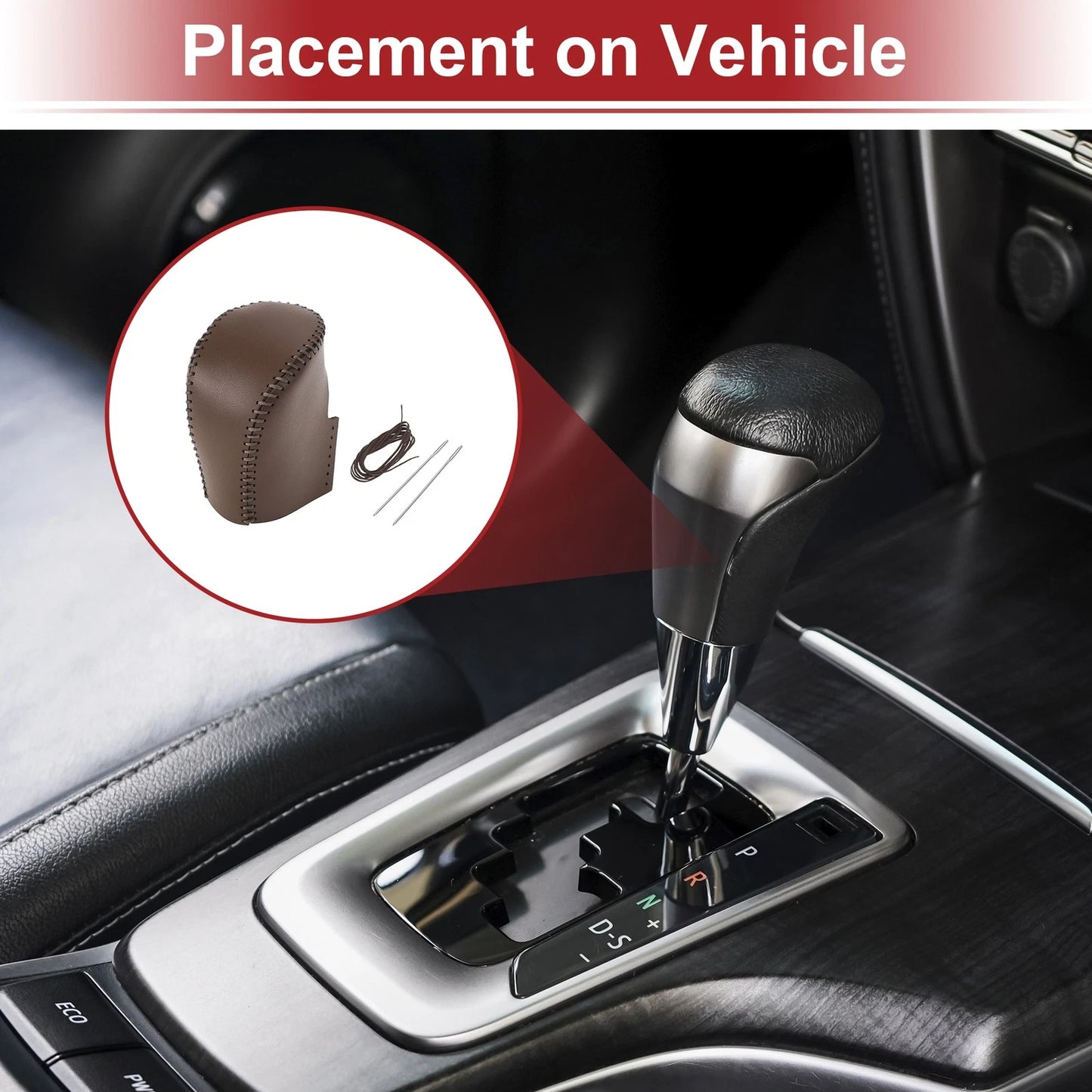 Car Gear Shift Knob Cover for Honda HR-V (2023-2024) Brown Faux Leather