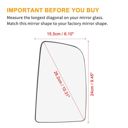 Heated Mirror Glass Right Side for Mercedes-Benz Sprinter (2010-2018)
