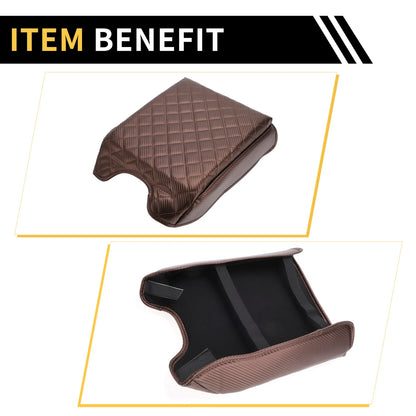 Armrest Cover for Ford F-150 Microfiber Leather Carbon Fiber Brown