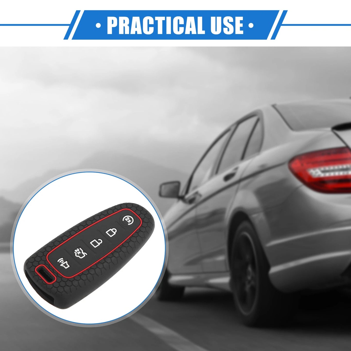 5 Button Smart Remote Key Shell for Ford CMAX 2013-2018 Silicone Black