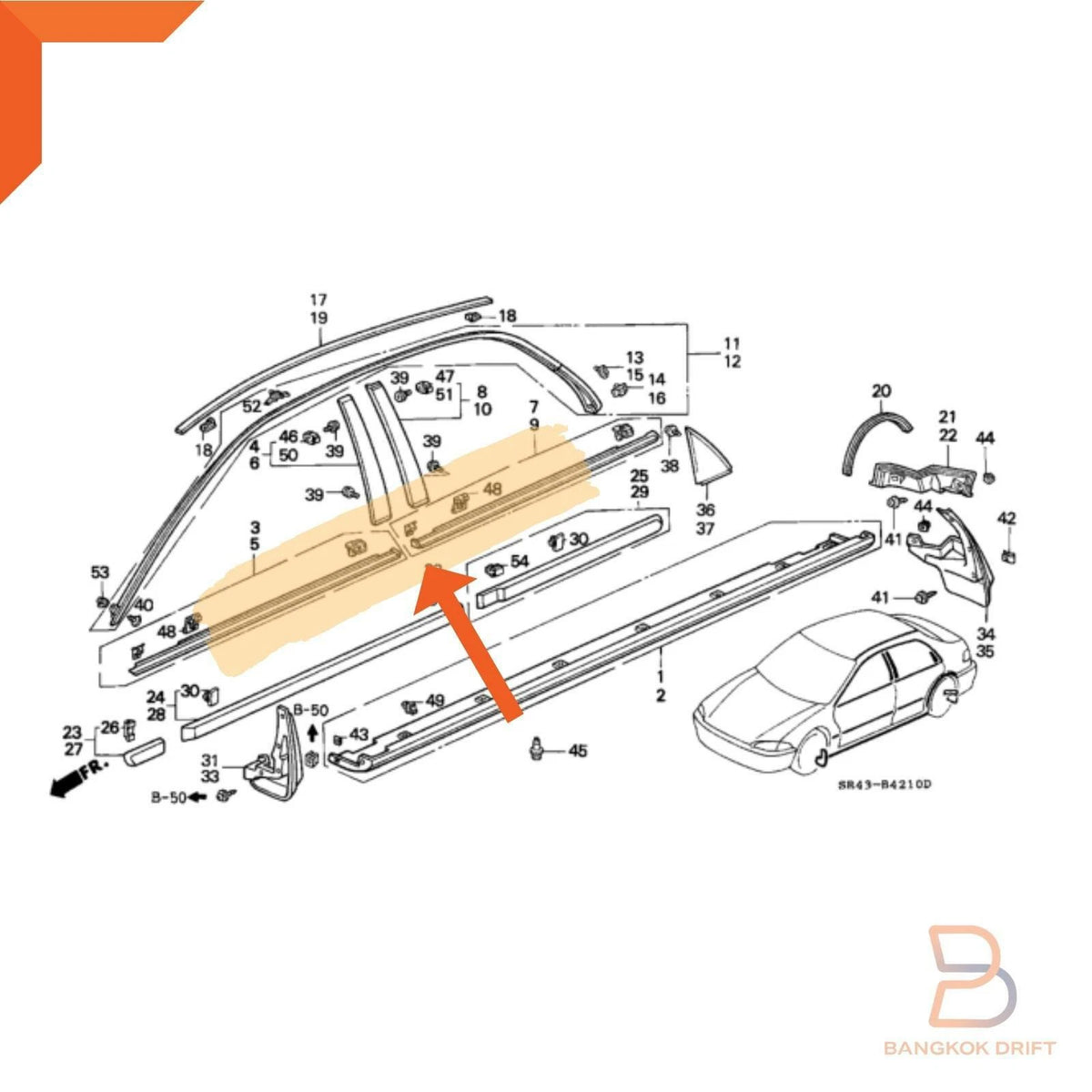 Outer Door Belt Weatherstrip Seals for Honda Civic Sedan (1992-1995)
