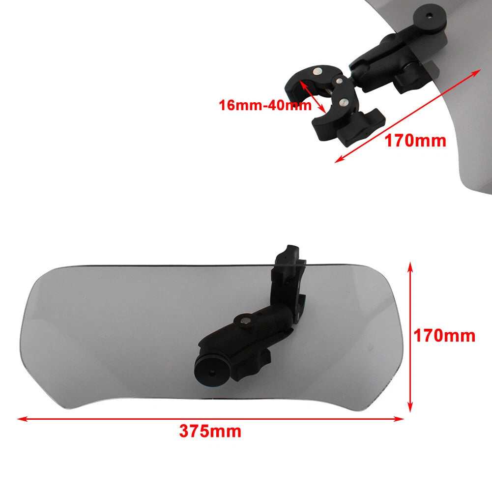 Large Front Windshield Deflector for Universal Motorcycle - Gray