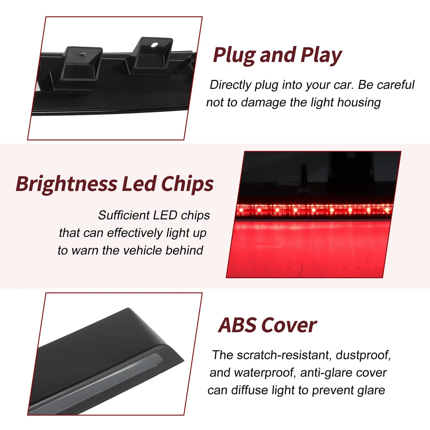 High Mounted LED Third Brake Light for Ford Expedition Explorer (2003-2023)